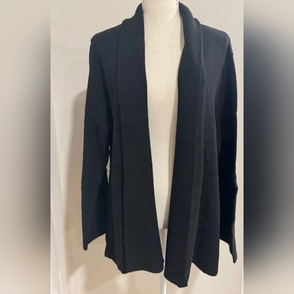 Beyond Threads 2X Women's Black Open Front Sweater Alpaca NEW